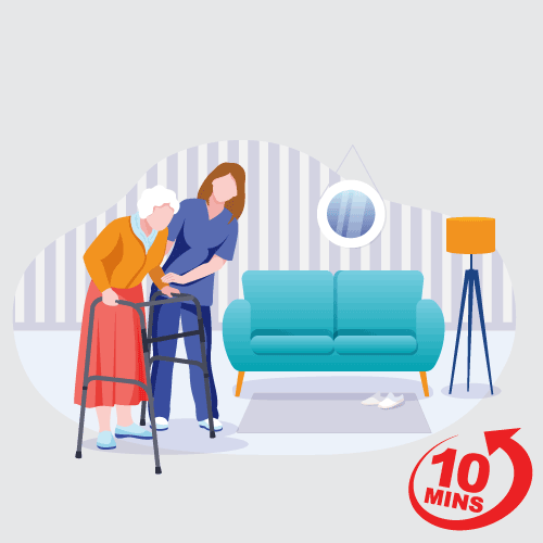 Nurse helping elderly person into chair