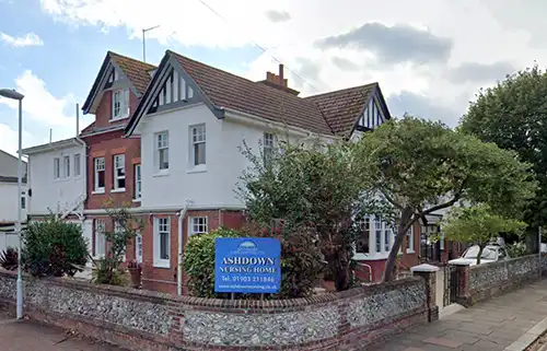 Exterior view of Ashdown care home in Worthing
