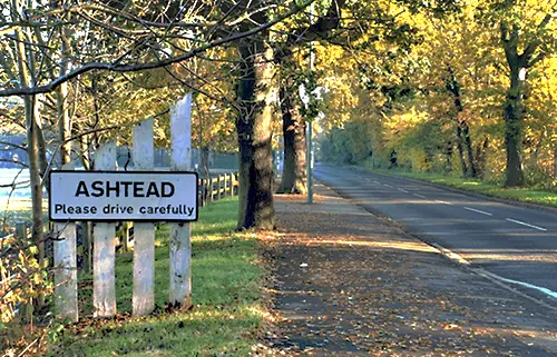 Entering the village of Ashtead, Surrey