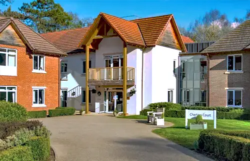 Exterior view of Charters Court care home in East Grinstead