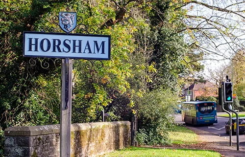 View of a street sign in Horsham, West Sussex