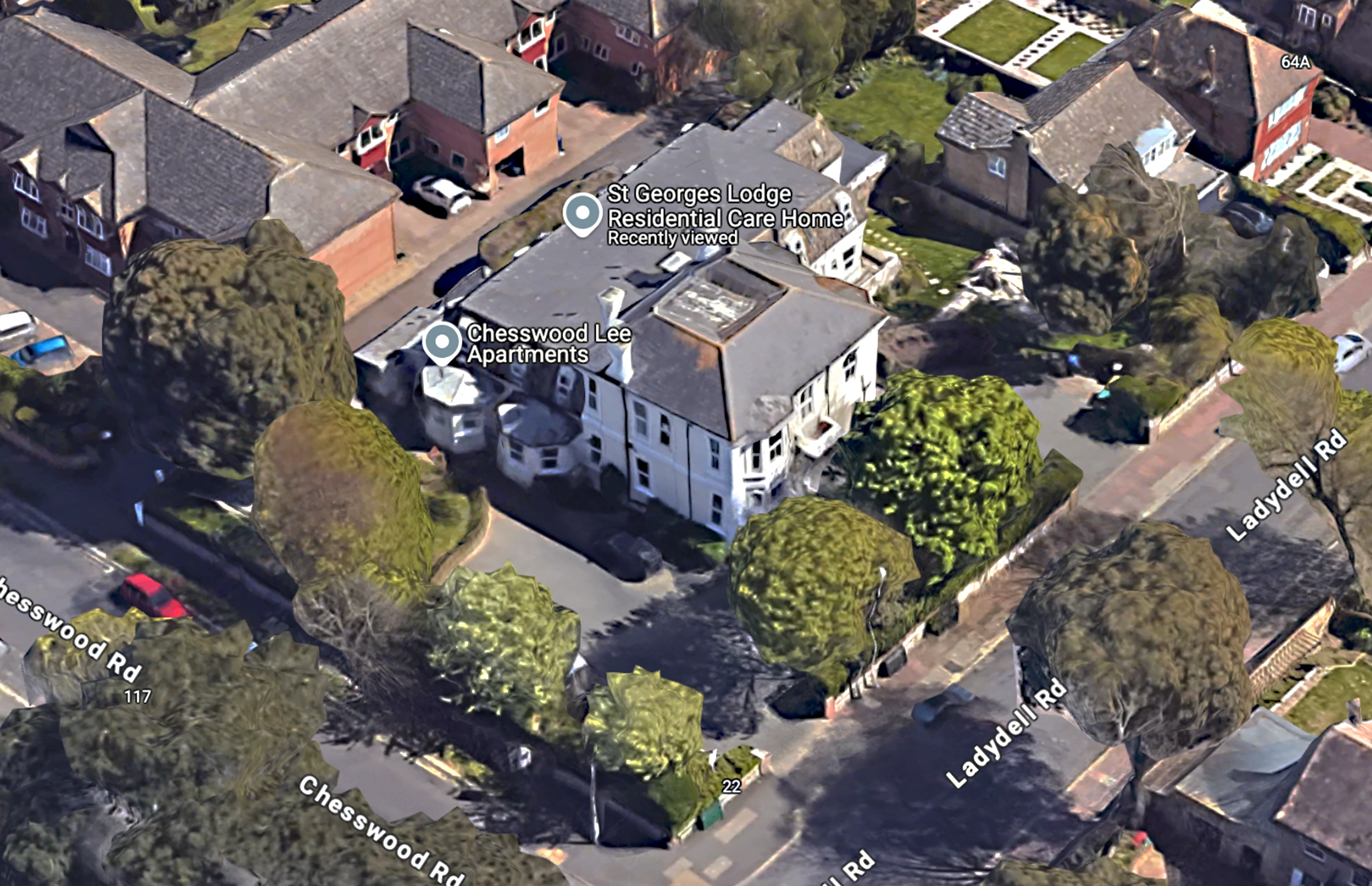 Exterior view of St George's Lodge care home in Worthing