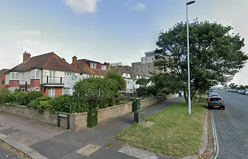 Exterior view of Victoria Royal Beach care home in Worthing